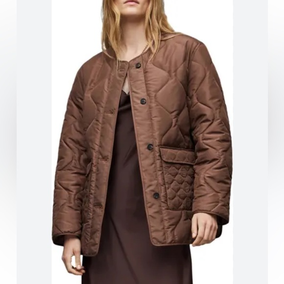 NWT All Saints Women's Foxi Liner Chocolate Jacket size 6 - Picture 2 of 11